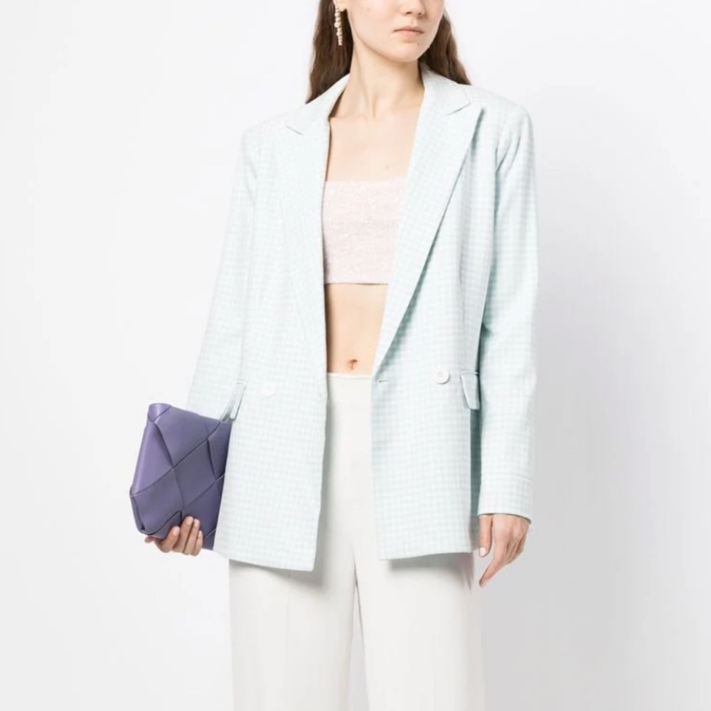 Alice + Olivia Justin Longline Houndstooth Blazer
